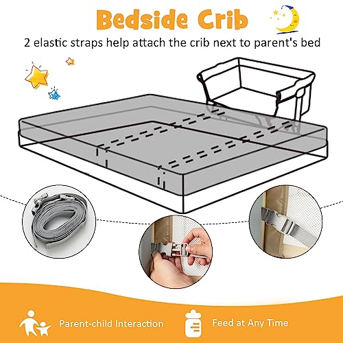 COSTWAY 4-in-1 Baby Bedside Crib, Rocking Bassinet