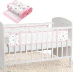 Adjustable Pink Breathable Mesh Cot Bumper Set