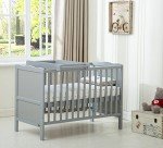 MCC Grey Wooden Baby Cot Bed with Top Changer