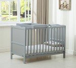 MCC Grey Wooden Baby Cot Bed with Top Changer