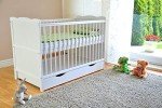 White Solid Wood Cot Bed with Drawer & Mattress