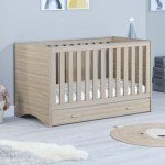 Babymore Luno Oak Cot Bed with Drawer