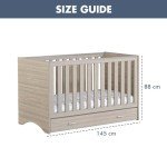 Babymore Luno Oak Cot Bed with Drawer