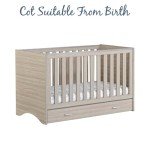 Babymore Luno Oak Cot Bed with Drawer