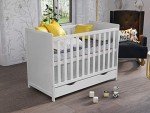 Matilda White Wooden Baby Cot Bed with Drawer