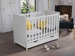 Matilda White Wooden Baby Cot Bed with Drawer