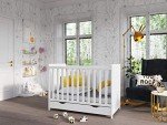 Matilda White Wooden Baby Cot Bed with Drawer