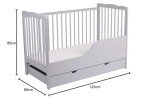 Brooklyn Grey Baby Cot with Water-Repellent Mattress