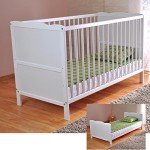 White Wooden Baby Cot Bed with Aloe Vera Mattress