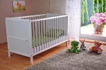 White Wooden Baby Cot Bed with Aloe Vera Mattress