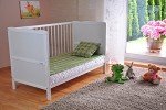 White Wooden Baby Cot Bed with Aloe Vera Mattress