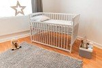 White Baby Dropside Cot Bed with Foam Mattress