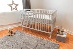 White Baby Dropside Cot Bed with Foam Mattress