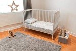 White Baby Dropside Cot Bed with Foam Mattress