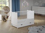 White Wooden Baby Cot Bed with Mattress Option
