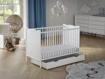 White Wooden Baby Cot Bed with Mattress Option