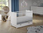 White Wooden Baby Cot Bed with Mattress Option