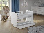White Wooden Baby Cot Bed with Mattress Option