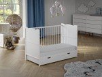 White Wooden Baby Cot Bed with Mattress Option