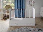 White Wooden Baby Cot Bed with Mattress Option