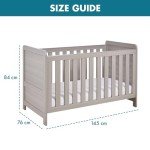 Caro Grey Wash Convertible Cot Bed with Teething Rail