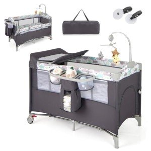 5-in-1 Portable Travel Cot with Diaper Changer