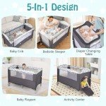 5-in-1 Portable Travel Cot with Diaper Changer