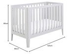 Babymore Iris Grey Cot Bed - Solid Pine Wood