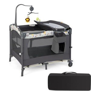COSTWAY 4-in-1 Portable Travel Cot and Bassinet