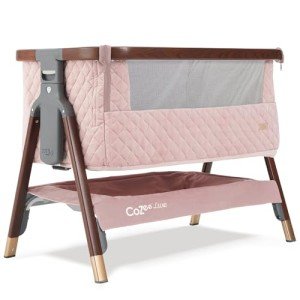 Tutti Bambini CoZee Luxe Bedside Crib - Walnut/Blush