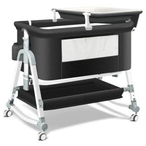 4 in 1 Bedside Crib with Changing Table, Wheels
