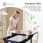 4 in 1 Bedside Crib with Changing Table, Wheels