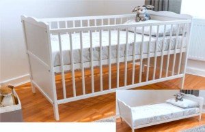 White Solid Wood Convertible Baby Cot Bed