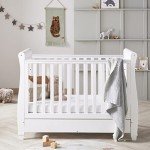White Babymore Eva Sleigh Cot Bed with Mattress