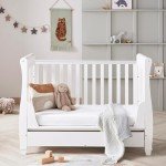 White Babymore Eva Sleigh Cot Bed with Mattress