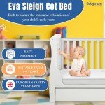 White Babymore Eva Sleigh Cot Bed with Mattress