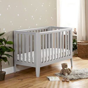Babymore Iris Grey Cot Bed - Solid Pine Wood