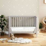 Babymore Iris Grey Cot Bed - Solid Pine Wood