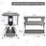 COSTWAY Bedside Crib with Adjustable Height, Storage Basket