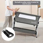 COSTWAY Bedside Crib with Adjustable Height, Storage Basket