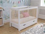 Luca Baby Cot Bed with Drawer and Guard Rail