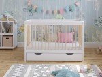 Luca Baby Cot Bed with Drawer and Guard Rail