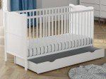 Convertible White Wooden Baby Cot Bed with Storage