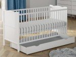 Convertible White Wooden Baby Cot Bed with Storage