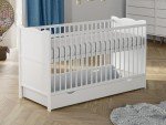 Convertible White Wooden Baby Cot Bed with Storage