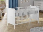 Convertible White Wooden Baby Cot Bed with Storage