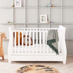Babymore Stella Sleigh Cot Bed - White