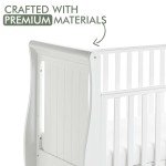 Babymore Stella Sleigh Cot Bed - White