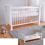 White Sleigh Baby Cot Bed with Foam Mattress
