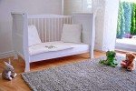 White Sleigh Baby Cot Bed with Foam Mattress